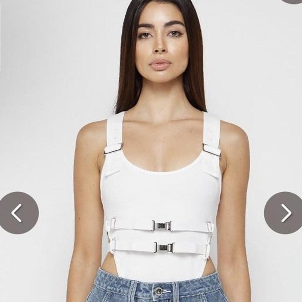 MDV White Buckle Strap Bodysuit